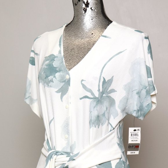 NWT ALFANI FLORAL PRINT TIE FRONT SHIRTDRESS - M - Picture 6 of 7